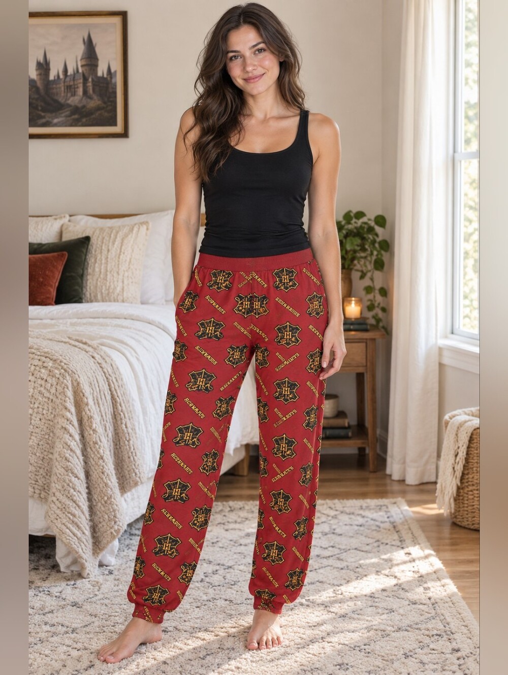 Harry Potter Hogwarts Crest Red Pajama Lounge Pants
